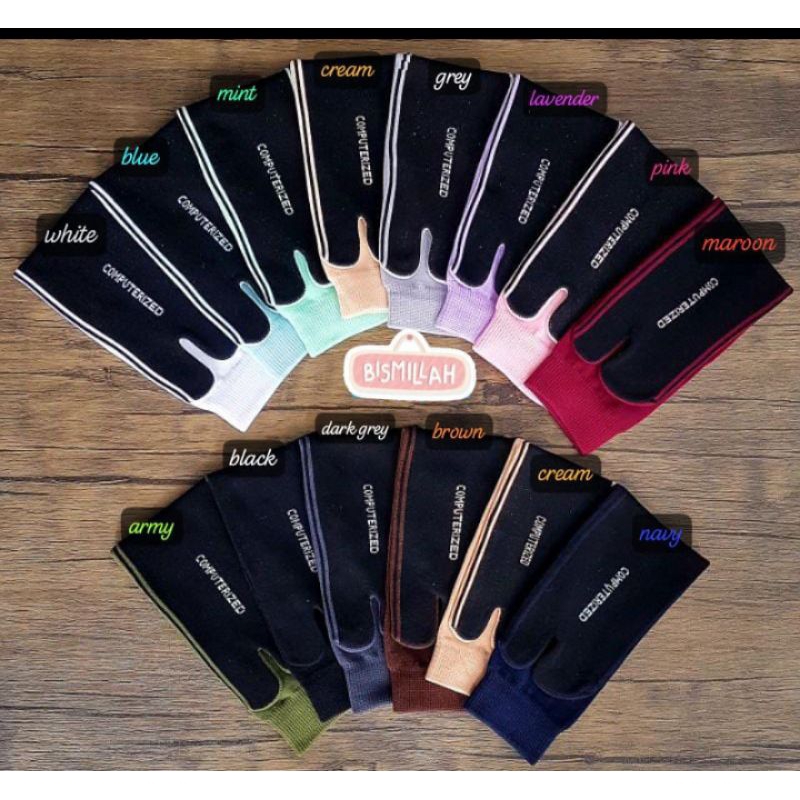 Kaos kaki Polos jempol Wanita Muslimah Nilon tapak hitam Ukuran L