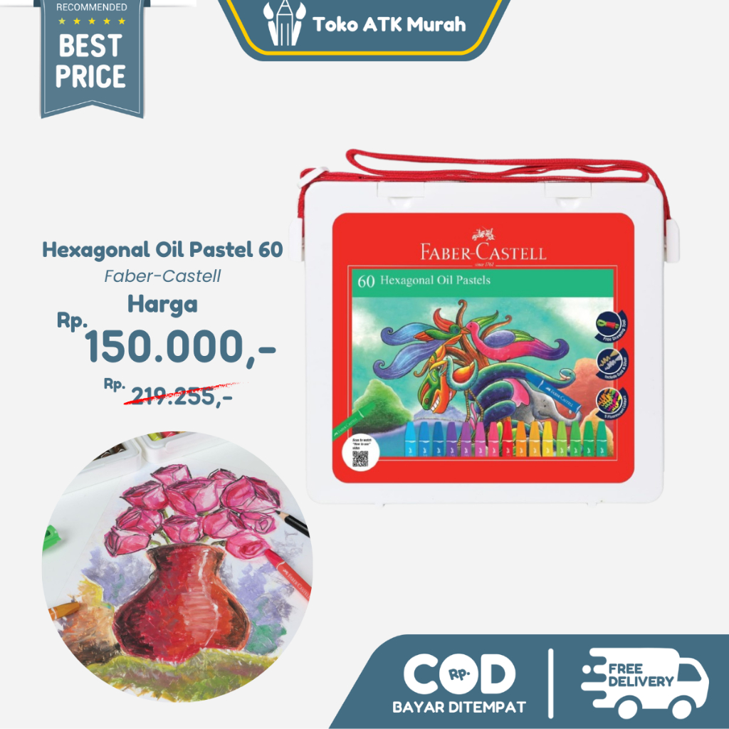 

Hexagonal Oil Pastel 60Pcs (#120100) / Crayon faber castell