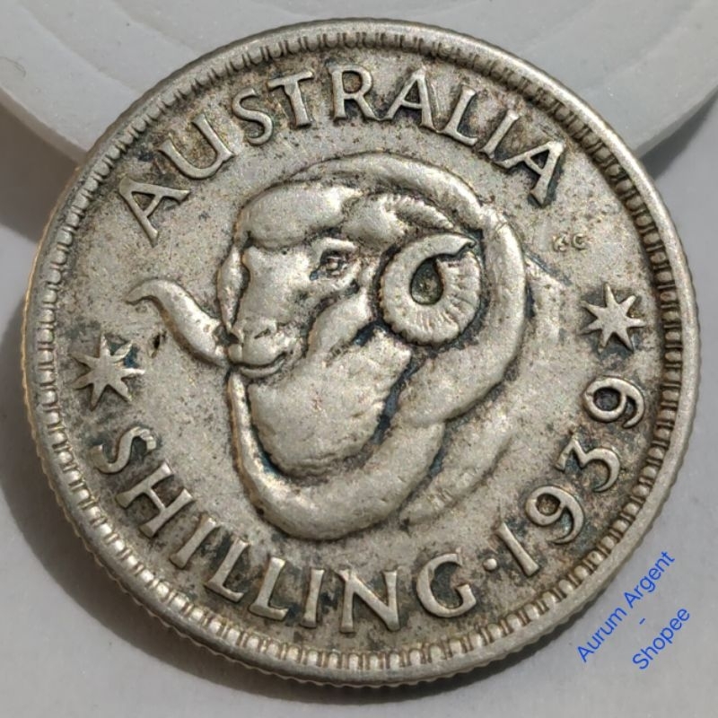 Z.205-- 1 PC KOIN PERAK KUNO ASLI SHILLING GEORGIVS VI TH 1939. -- SILVER COIN ---