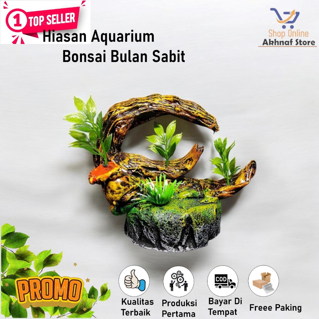 Hiasan Aquarium | Dekorasi Ornamen Aquascape | Ornamen Aquarium Bonsai Bulan Sabit