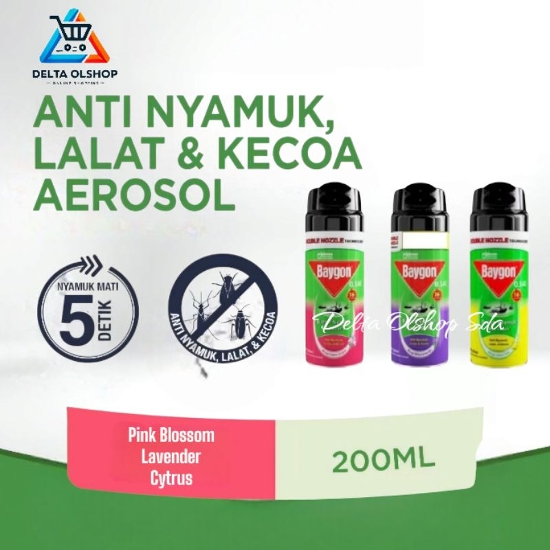 Baygon Aerosol semprot 200ml | Anti Nyamuk Lalat Dan Kecoa