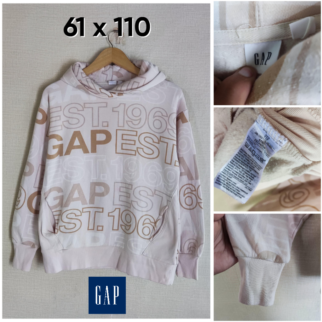 Hoodie GAP Coklat Fullprint Size M JH935