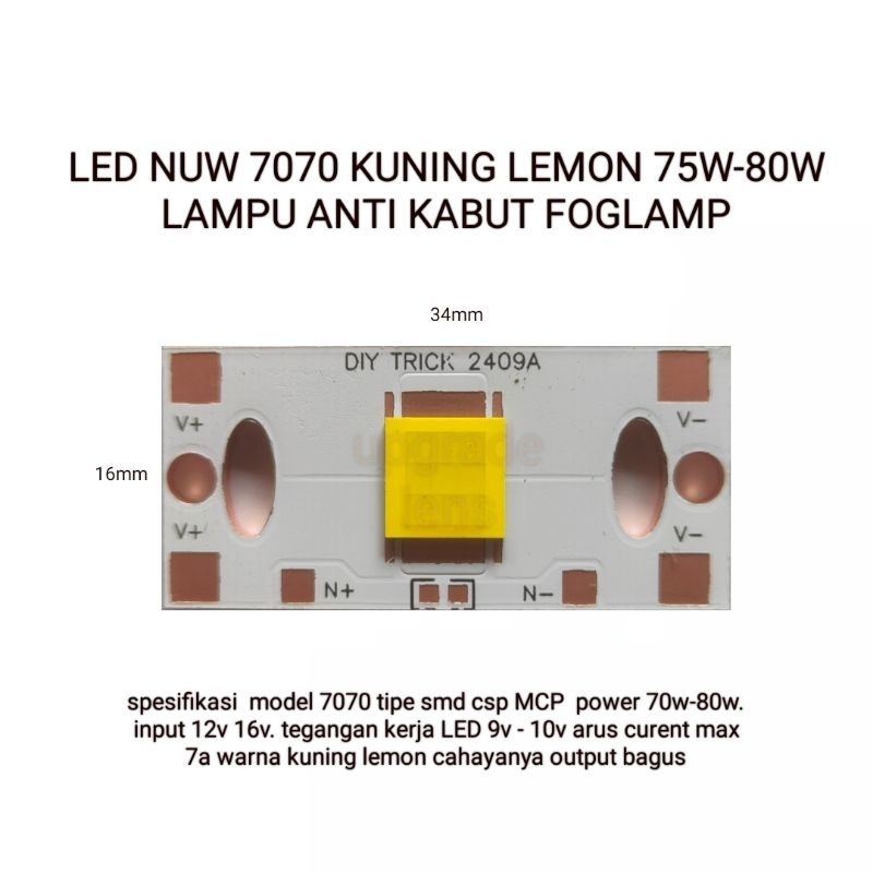 LED MCP CSP SMD 7070 WARNA KUNING LEMON TERBARU 75W 9V 7A 9C 3B  KHUSUS UNTUK UPGRADE B LED FOGLAMP 