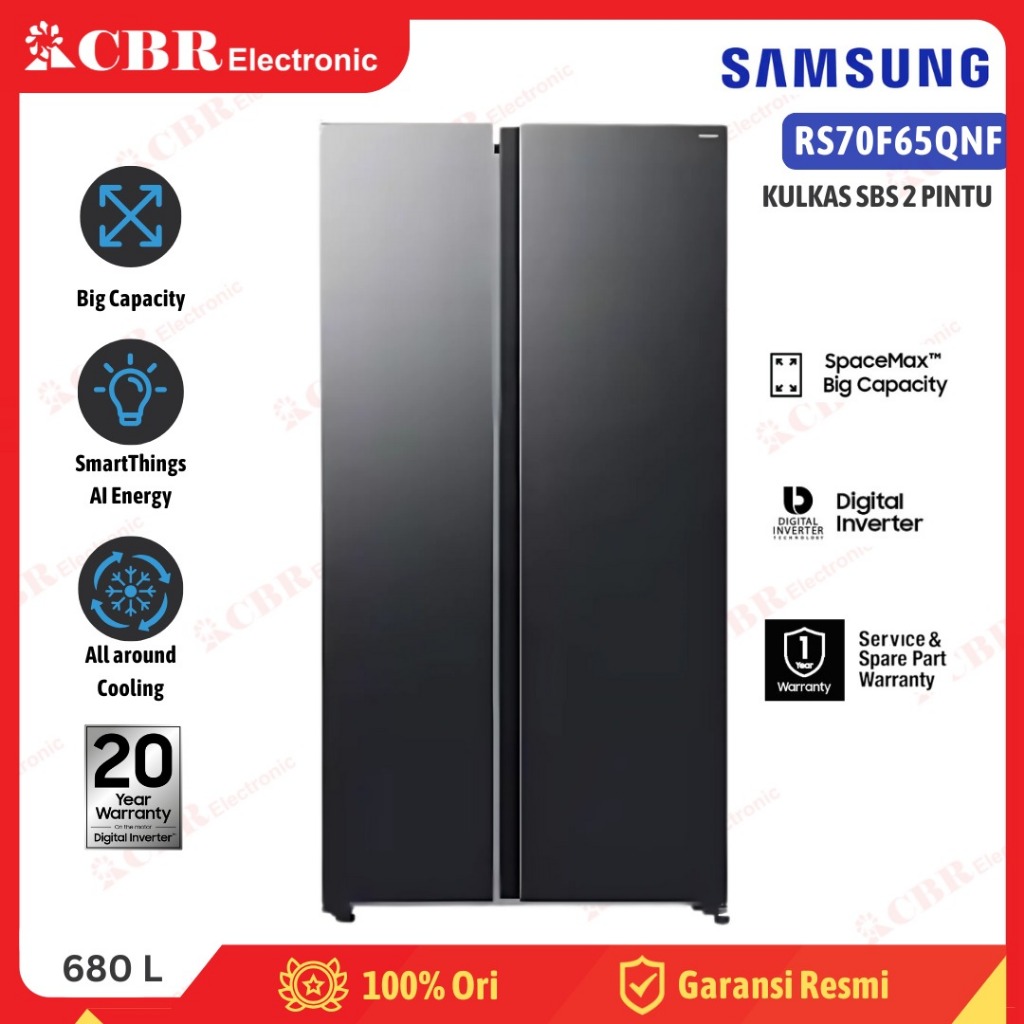 Kulkas SAMSUNG Side By Side 2 Pintu RS70F65QNF (680 L / Inverter)