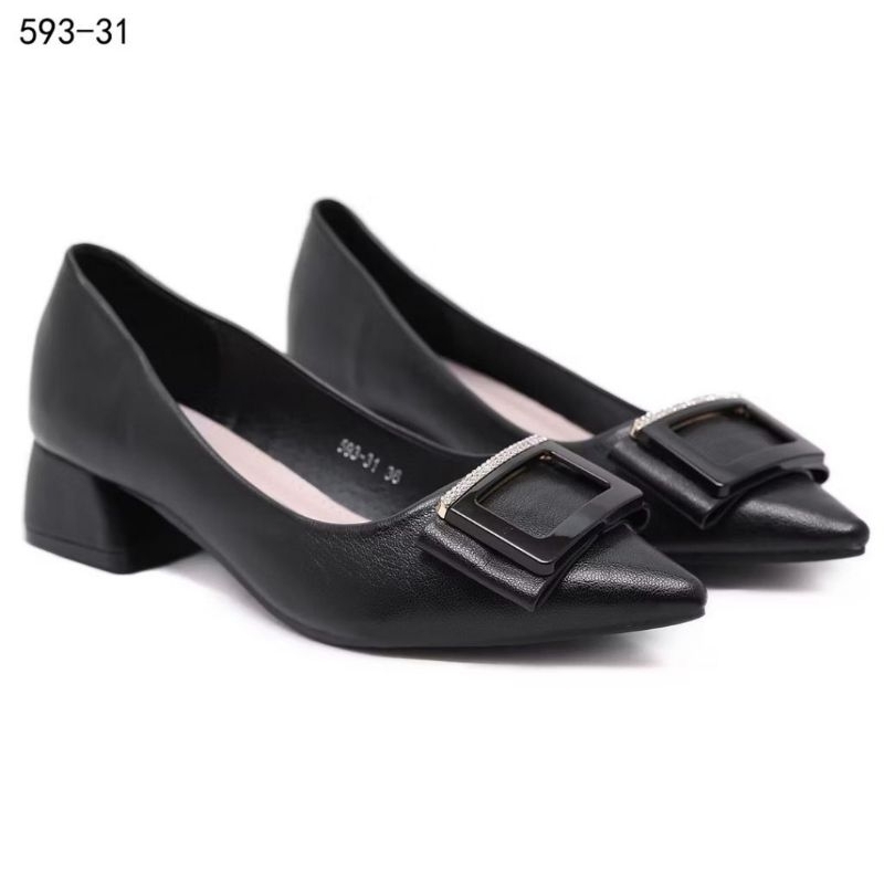 ELLORA Sepatu Kerja Wanita Chunky Heels Hak Tahu Import 3cm,