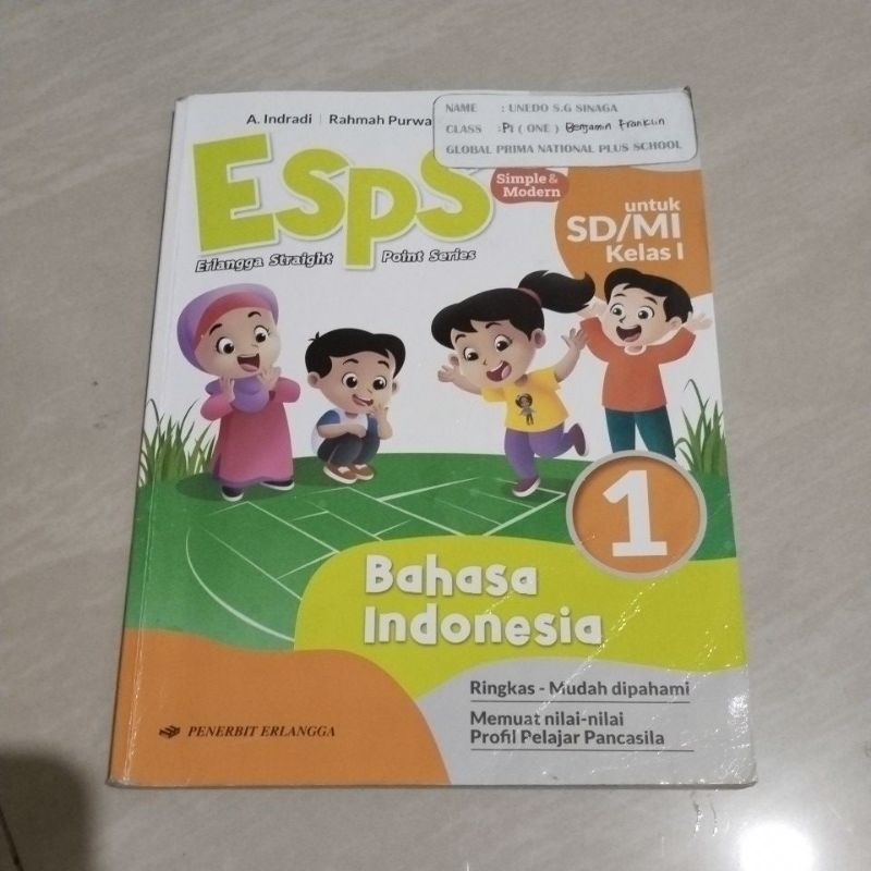 BUKU ORI BUKU ESPS BAHASA INDONESIA KELAS 1 SD PENERBIT ERLANGGA KURIKULUM MERDEKA