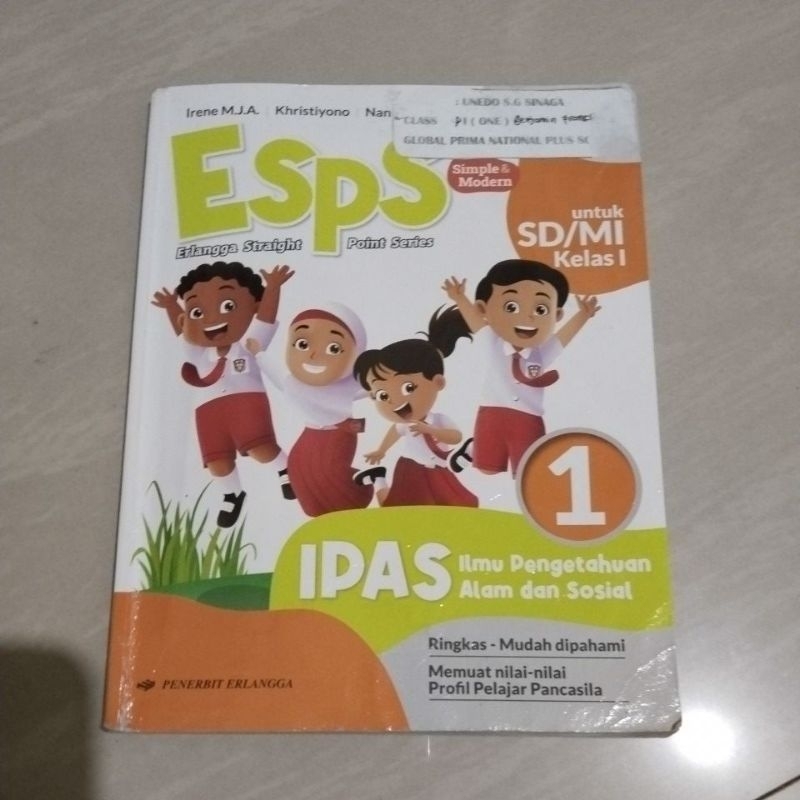 BUKU ORI BUKU ESPS IPAS KELAS 1 SD PENERBIT ERLANGGA KURIKULUM MERDEKA