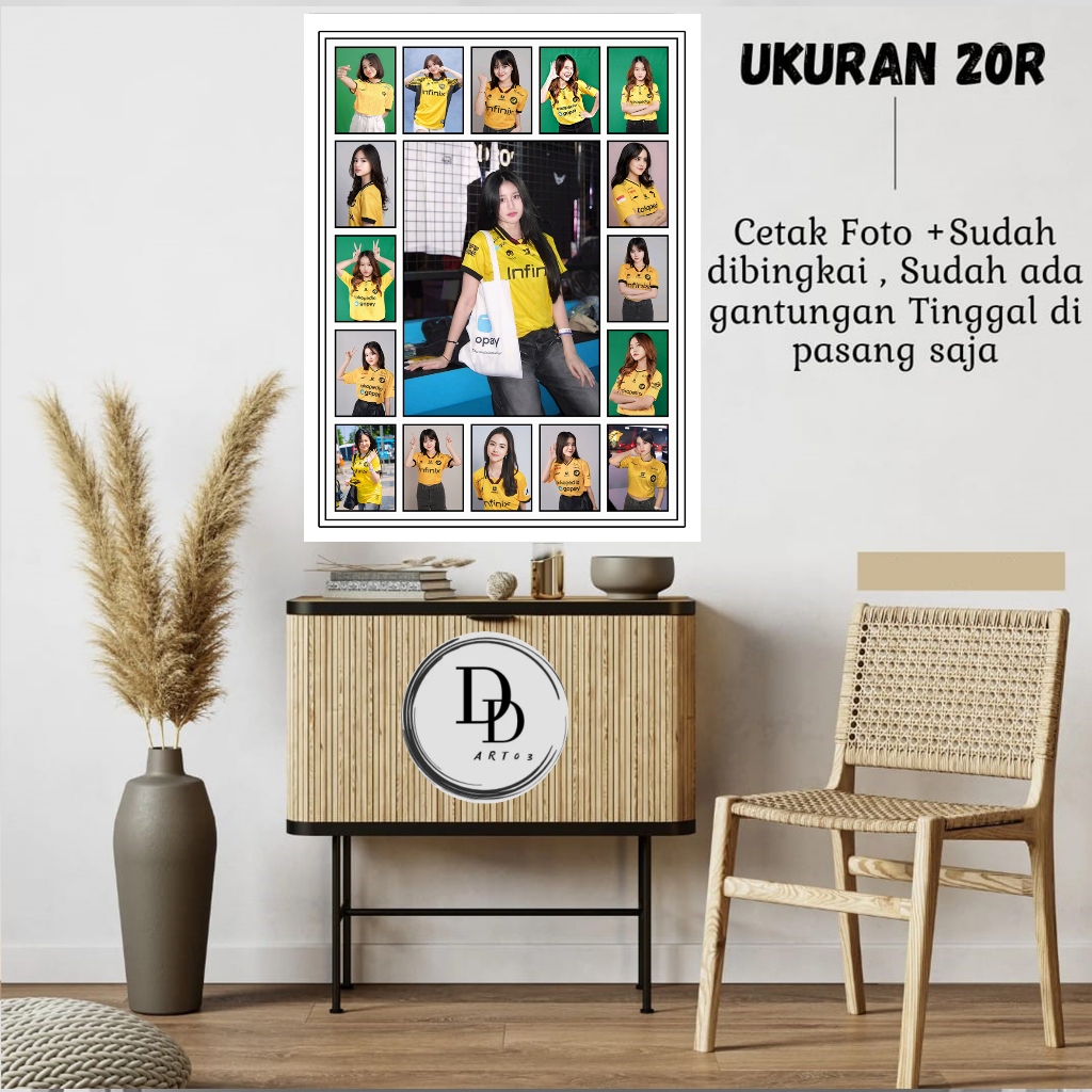 PROMO CETAK FOTO KOLASE + BINGKAI KAYU MDF 1 BINGKAI 17 FOTO