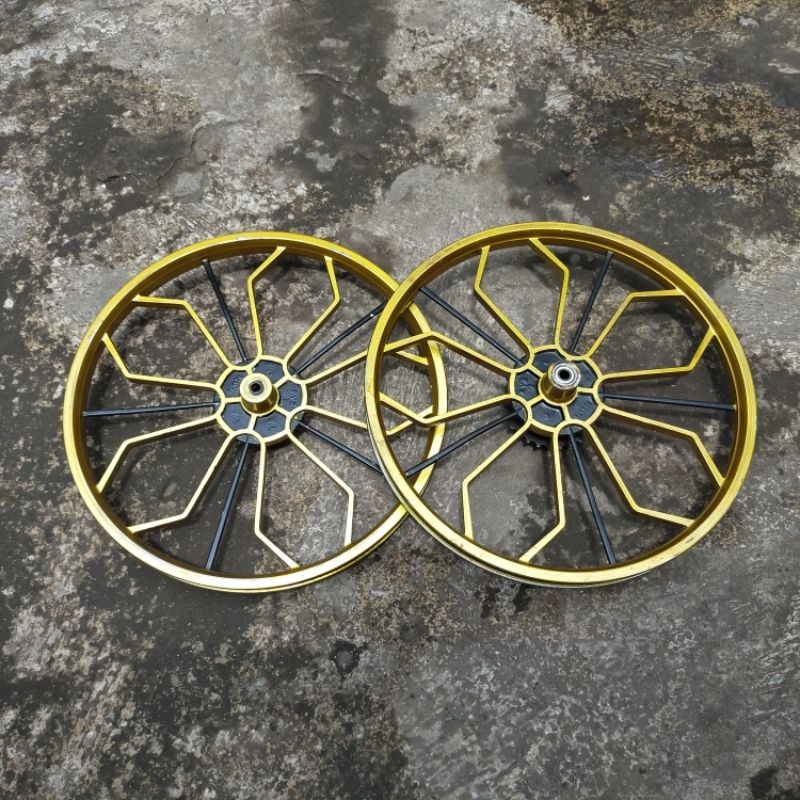 Rare Velg Pelk Pelek Racing Wheel Set Alumunium Aloy DEPAN Belakang Motif Unik Palang 5 Model Bunga 