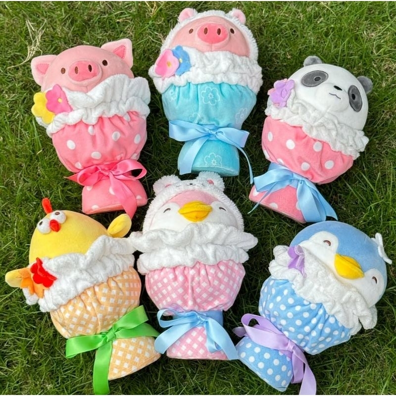 Official BALI MINISO Boneka Lucu Binatang Bebek Udang Panda Plush Toy Boneka Bebek Kodok Sapi Bantal