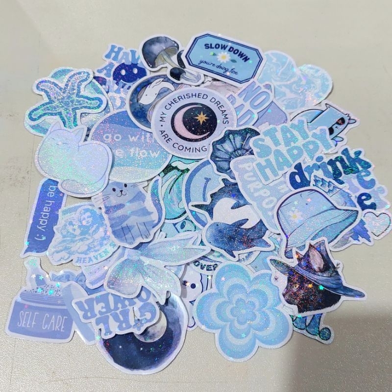 

Blue Sticker Hologram Biru Laminasi Waterproff by Hippickers