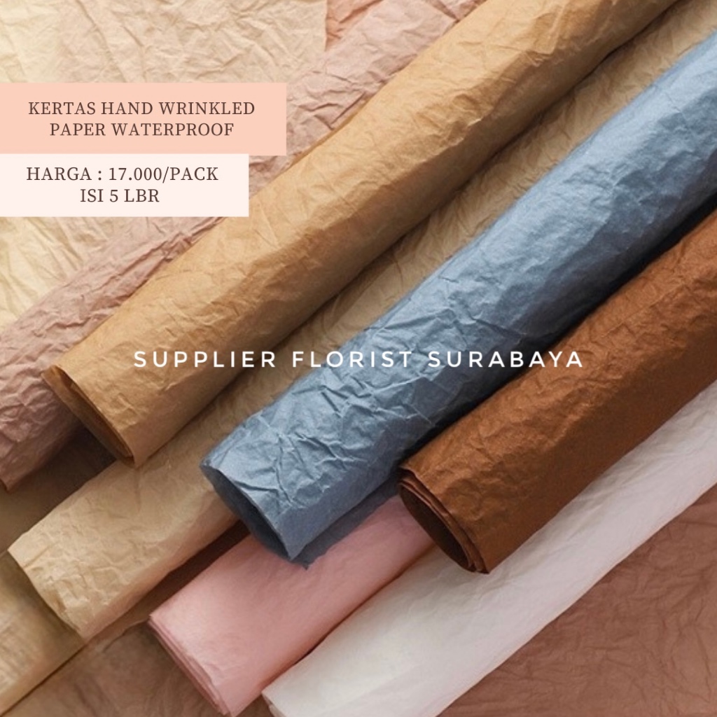 [1 PACK ISI 5 LEMBAR] KERTAS HAND WRINKLED PAPER WATERPROOF KERTAS BUNGA ALA KOREA STYLE BOUQUET BUN
