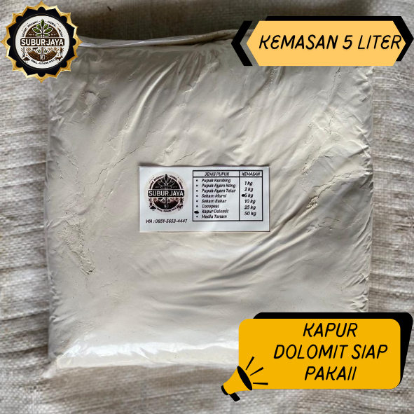Kapur Dolomit 5 Kg Repack | Pupuk Dolomite Kalsium Super untuk Pertanian, Ternak & Perikanan