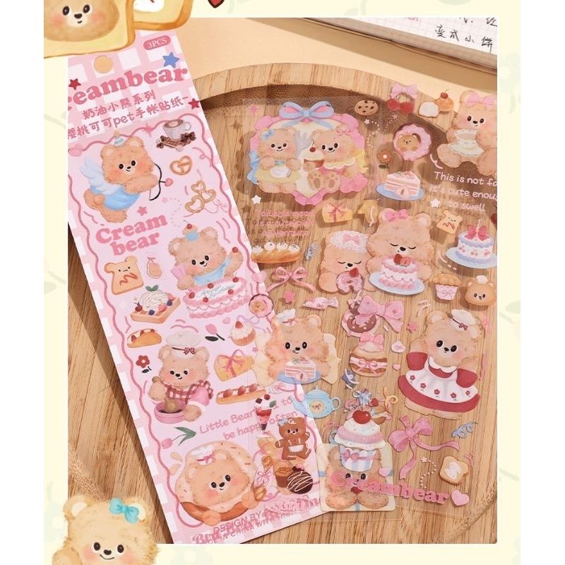 

Sticker Creambear Pet Fangdao Isi 3 Lembar Sticker Lucu Import