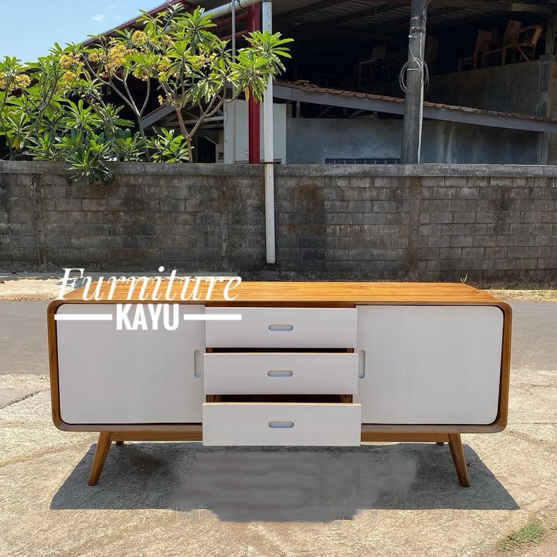 bufet retro minimalis kayu jati, bufet kayu jati, meja tv retro kayu jati, meja tv minimalis kayu ja