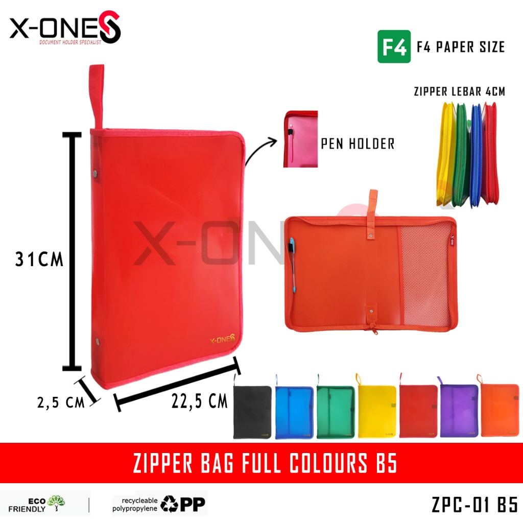 

X-ONE - ZIPPER BAG FULL COLOURS B5 MAP PLASTIK RESELETING MAP JALA JARING B5/ ZPC-01 B5 (SATUAN)