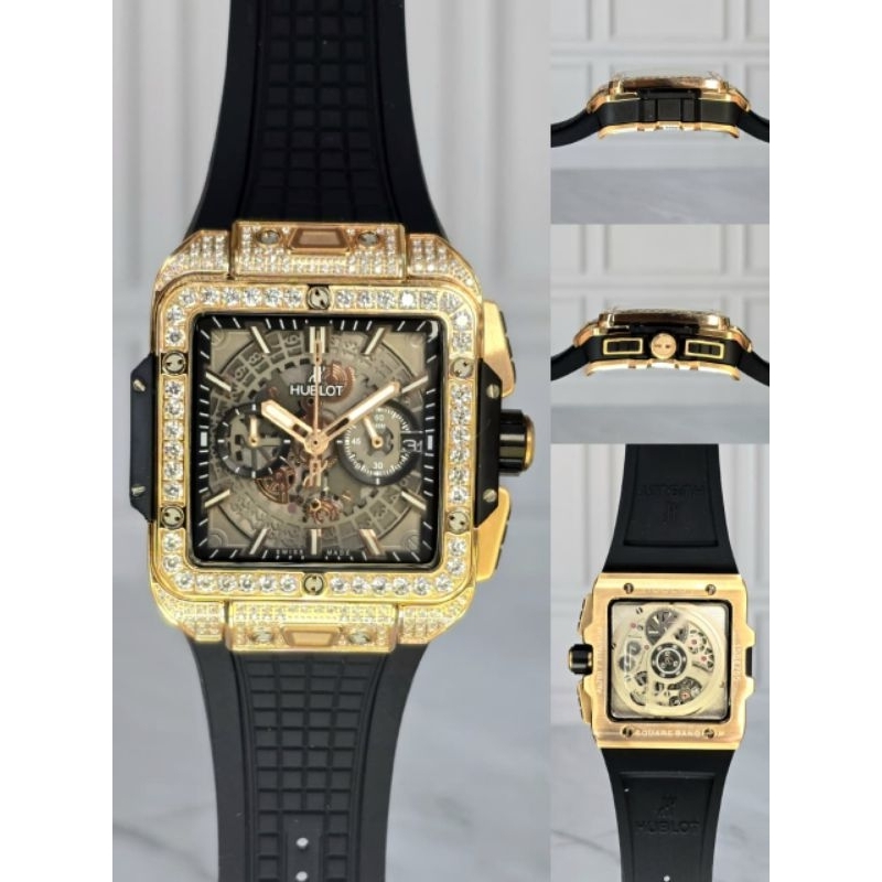 JAM TANGAN PRIA HUBLOT BB SQUARE BAGUETE CUTS AUTOMATIC JAPAN SUPER QUALITY DIAMETER 44MM