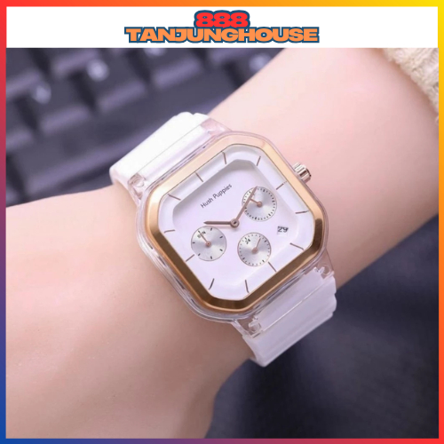 TJH Jam Tangan Wanita Pria Hush Puppies 2811 9311 Rubber Segi Crono Detik Tanggal Aktif HP001
