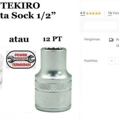 

Mata Kunci Sock TEKIRO 1/2" 24mm 6PT 12PT Hand Socket Shock Sok 24 mm