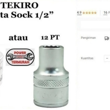 

Mata Kunci Sock TEKIRO 1/2" 25mm 6PT 12PT Hand Socket Shock Sok 25 mm