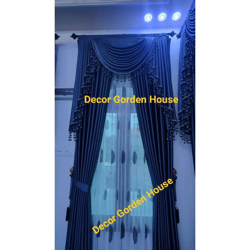 gorden poni gelombang NAVYgorden jendela ruang tamu gorden blackout inpor gorden satu set lengkap