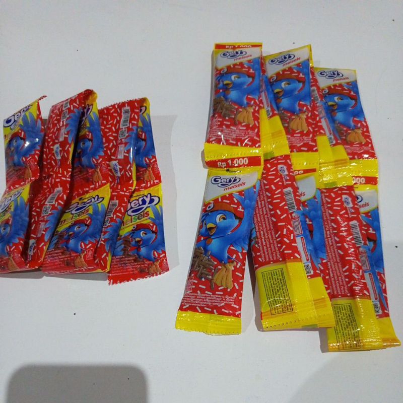 

Gery meiseis / gery misis kemasan 1 renteng isi 10 bungkus (@6&11g) ecer 500 & 1000