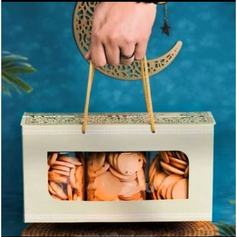 

box kotak toples tabung jar silinder hijau lebaran dus hampers idul fitri