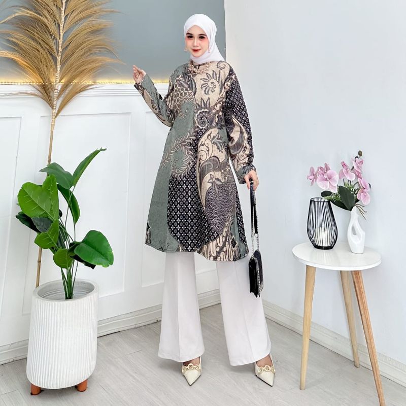 kualitas super tunik batik wanita modern premium jumbo terbaru baju seragam kantor guru kerja