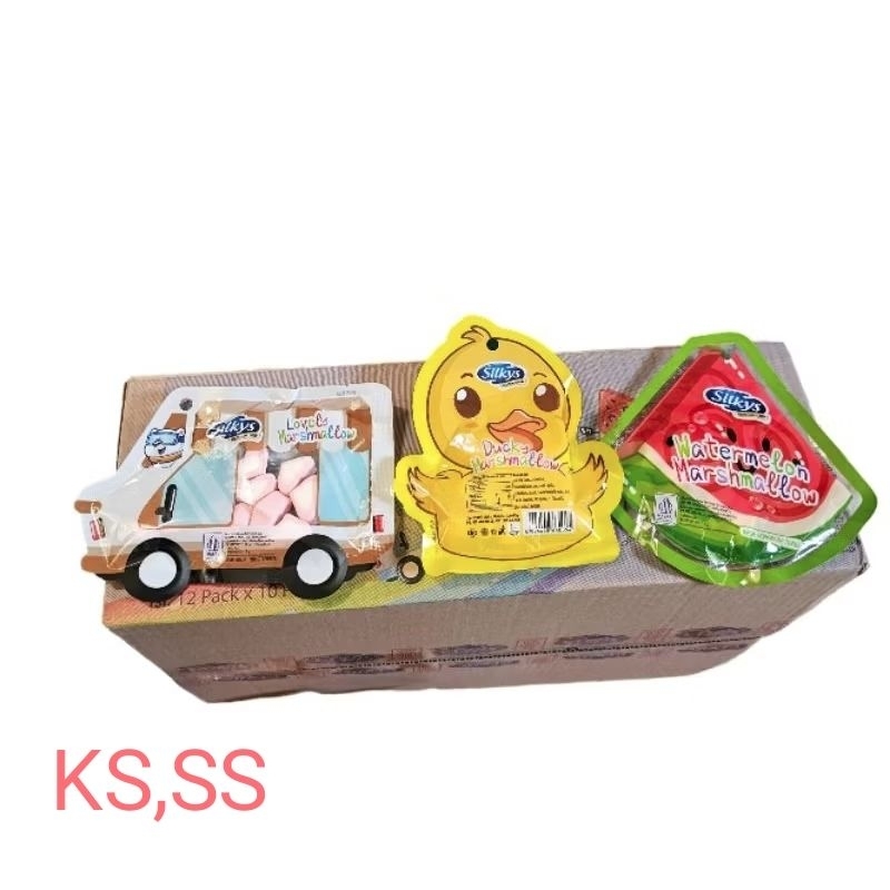 

KS - 1 Pack ( 10pcs ) Silkys Marsmallow Karakter / Marsmallow Bebek Semangka Mobil / Marsmellow