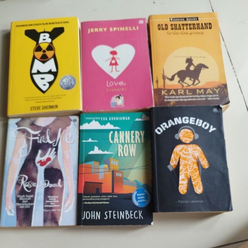 Cannery Row, Love Stargirl Jerry Spinelli, Bomb, Find Me, Orange Boy, Old Shatterhand