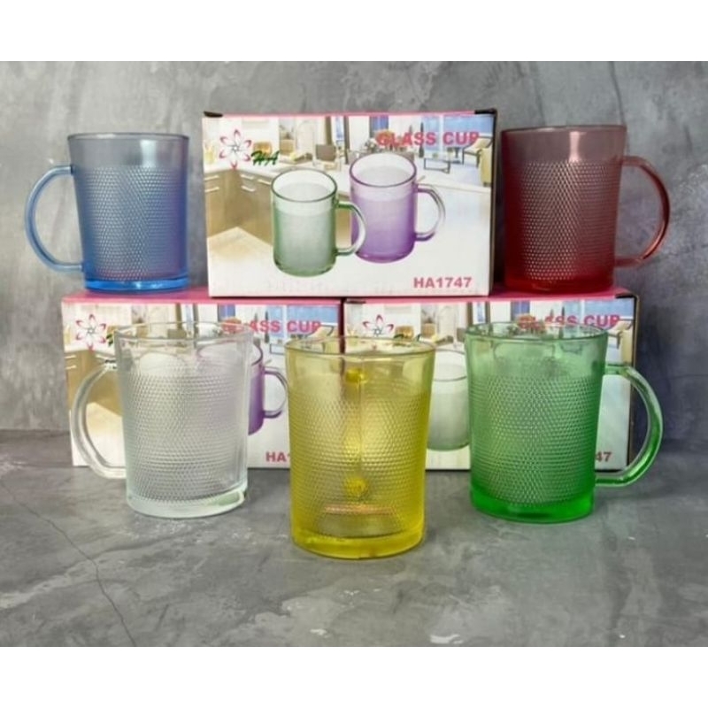 sovenir gelas kaca warna warni 2 pcs