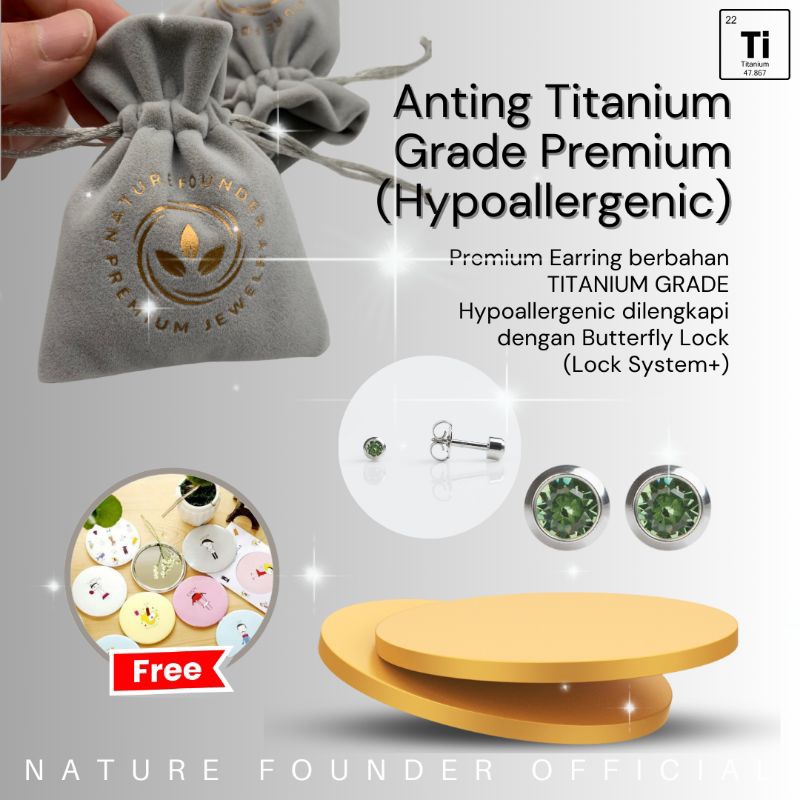 Anting Greenlight Diamond Series/ Anting Hypoallergenic Nature Founder/ Anting Bayi/ Anting Anak/ An