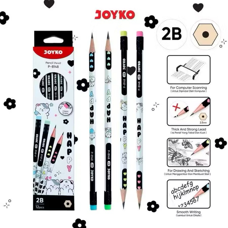 

PENSIL STIP 2B 8148 JOYKO HAPPY CAT (12 PCS)