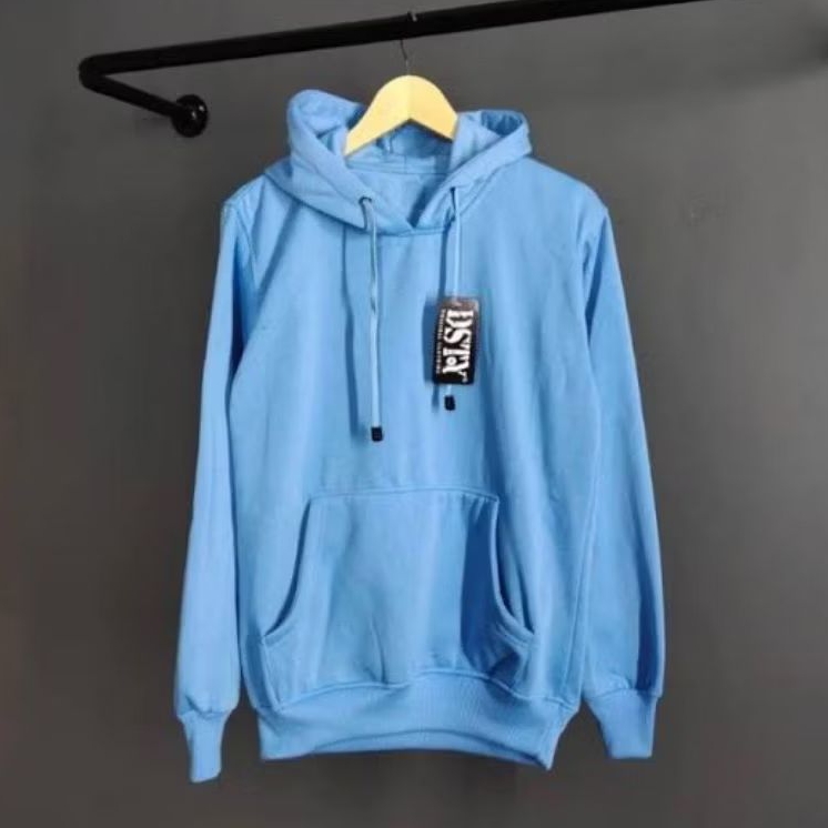 HOODIE JACKET POLOS PREMIUM COTTON FLEECE BIRU MUDA