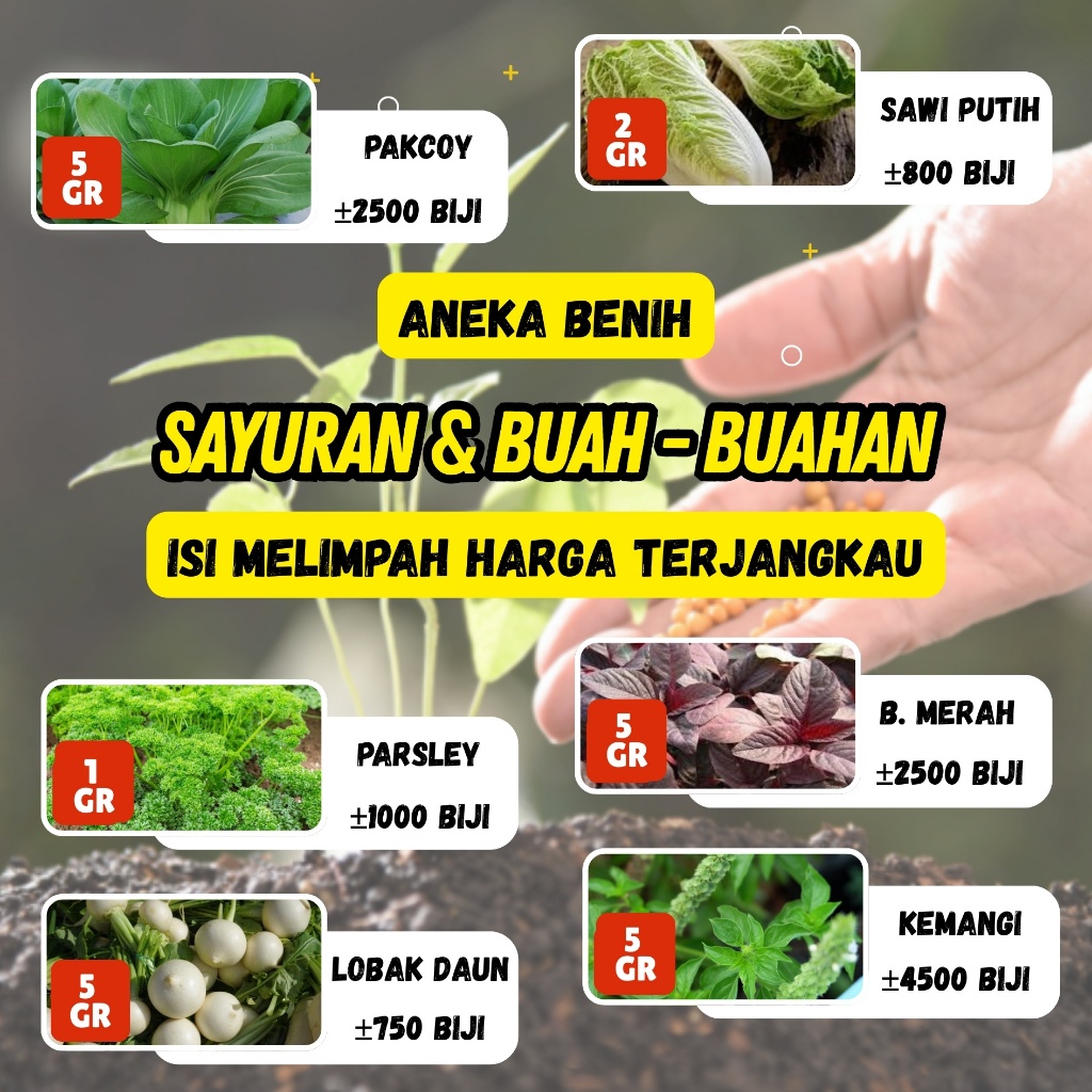 PAKET JUMBO : Benih Sayur-sayuran - Benih Sayur Daun dan Sayur Buah Benih Sayuran Seribuan Unggul Ra
