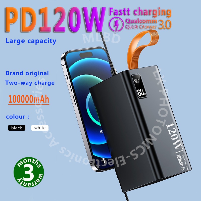 【READY STOCK】PD120W power bank original 50000mah  LED Display powerbank 20000mah Fast Charging