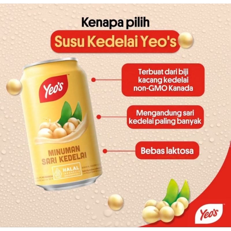 Minuman kaleng YEO'S SOYA KEDELAI 1 dus isi 20 kaleng