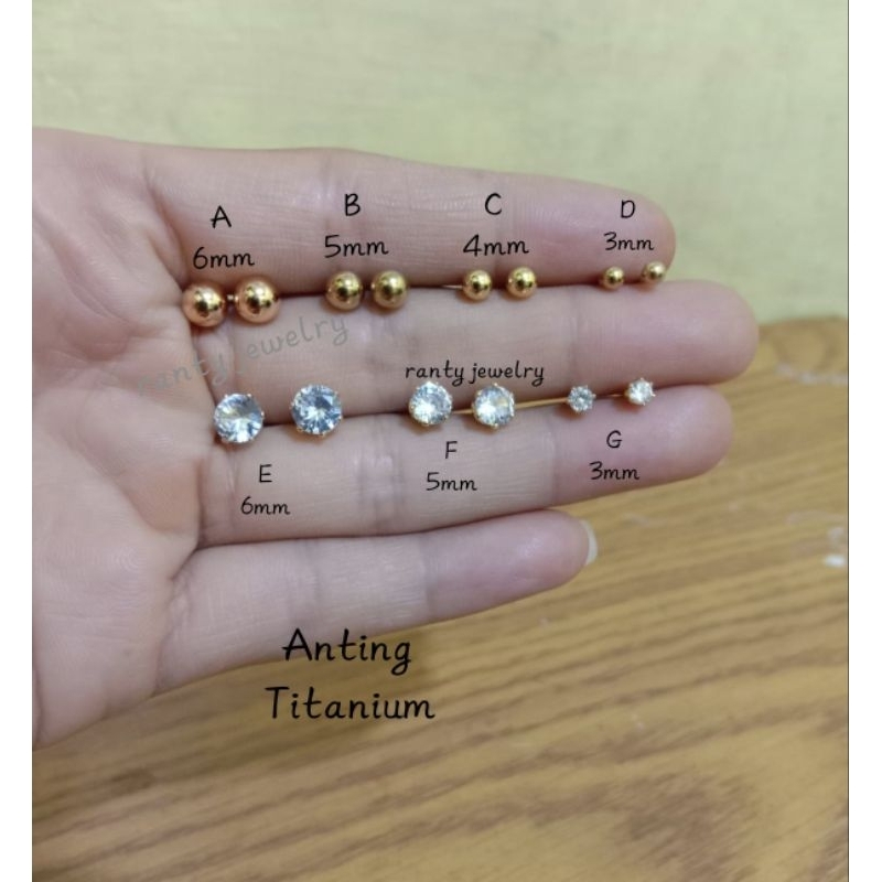 Anting Titanium, Anting Wanita, Anting stud bulat