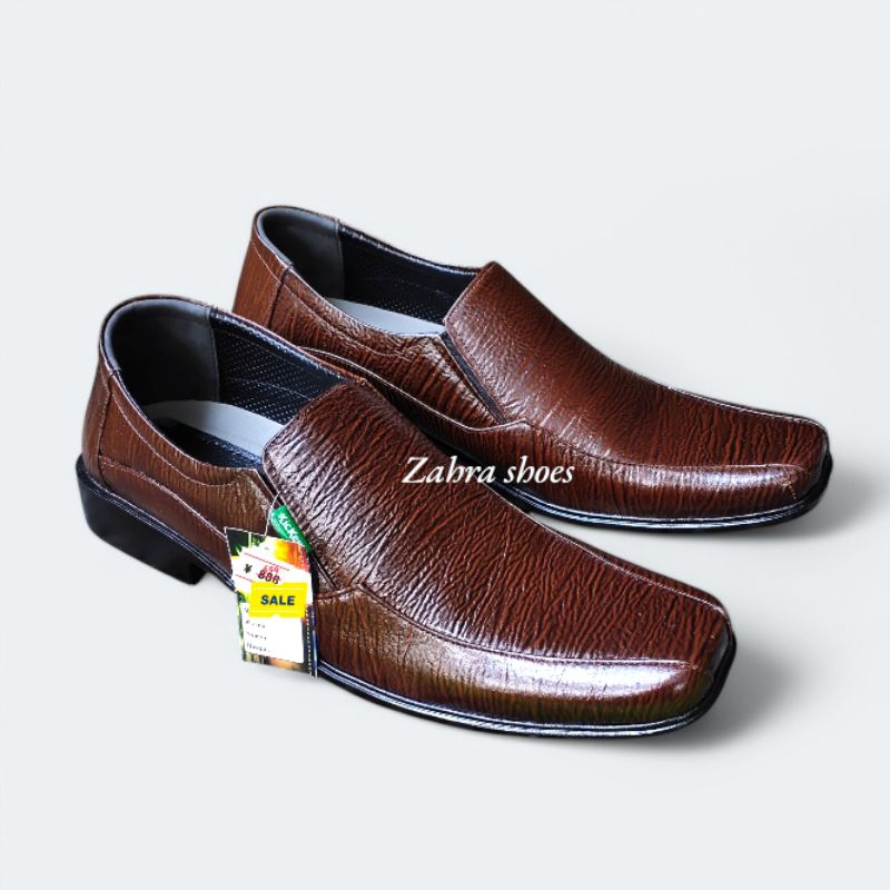 sepatu pantofel pantopel pria kantor formal kulit coklat
