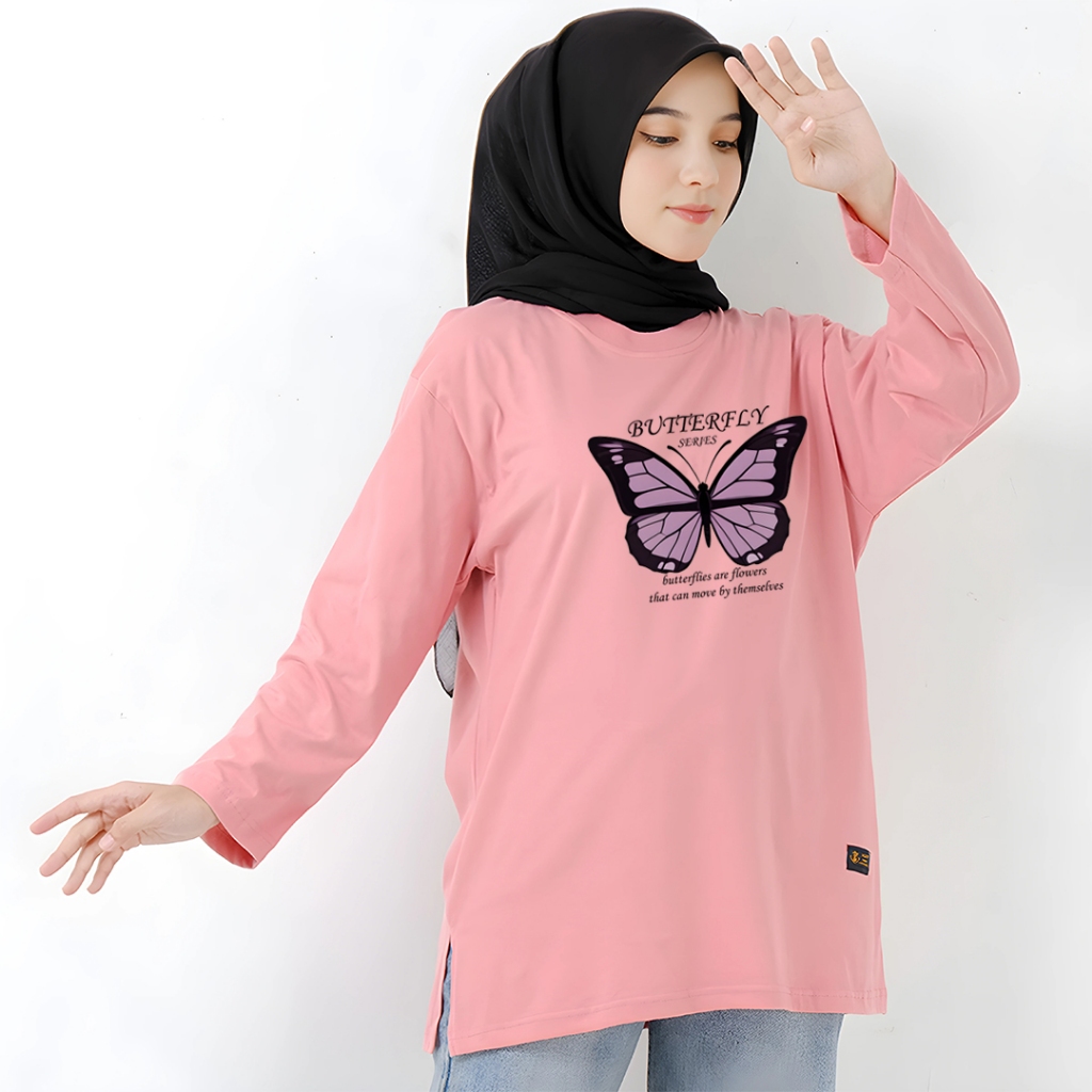 terlaris baju kaos wanita lengan panjang kaos oversize wanita lengan panjang jumbo bermotif kekinian