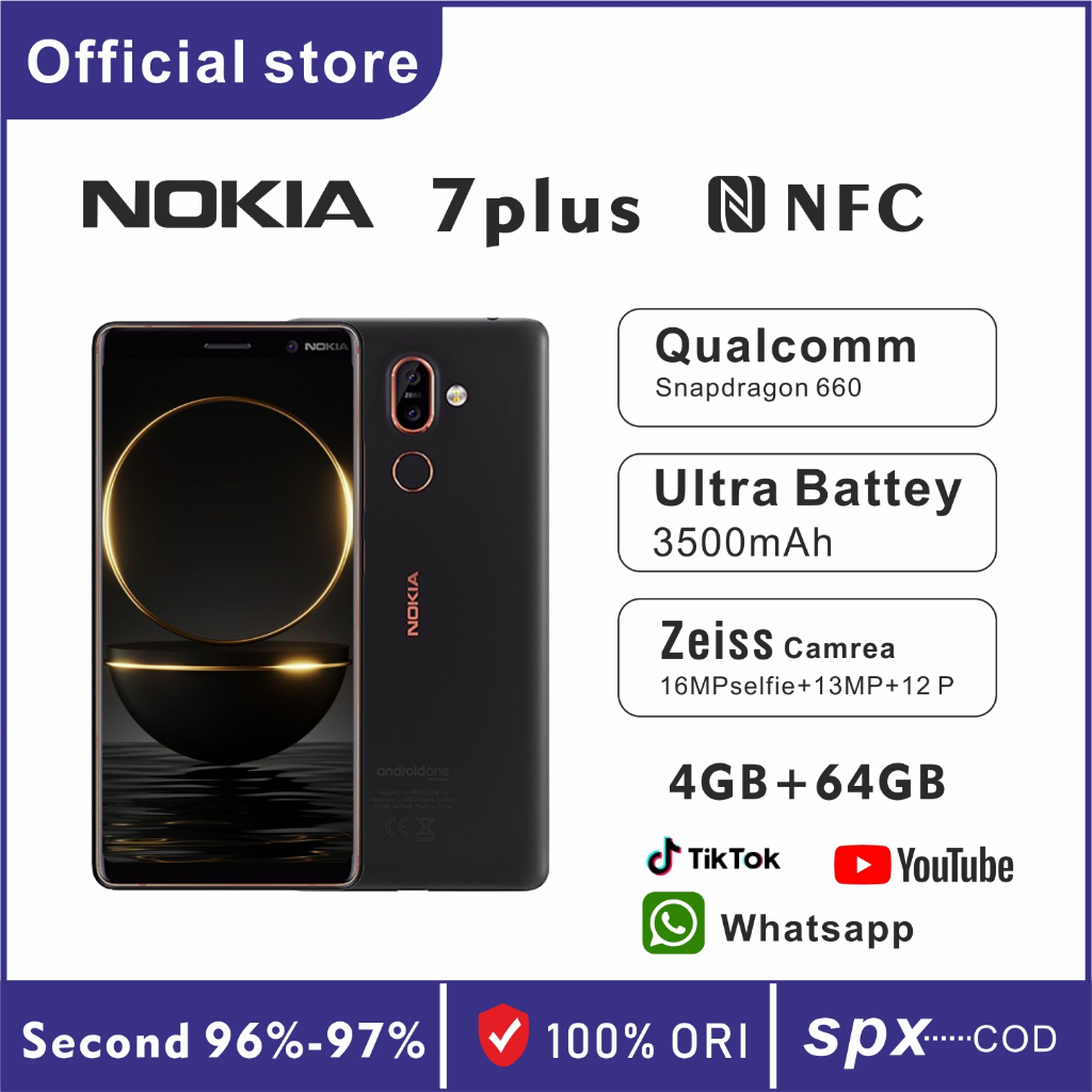Nokia 7plus | NFC | RAM4GB+ROM64GB | dual sim |snapdragon660 | nokia android second mulus 96-98%