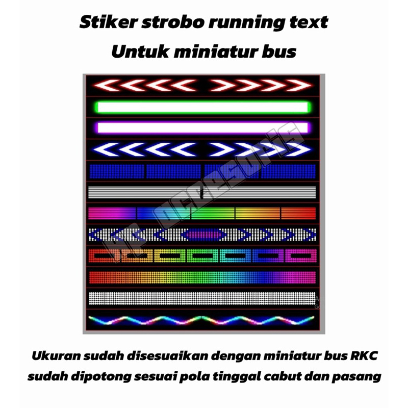 Stiker strobo miniatur bus | stiker running text miniatur