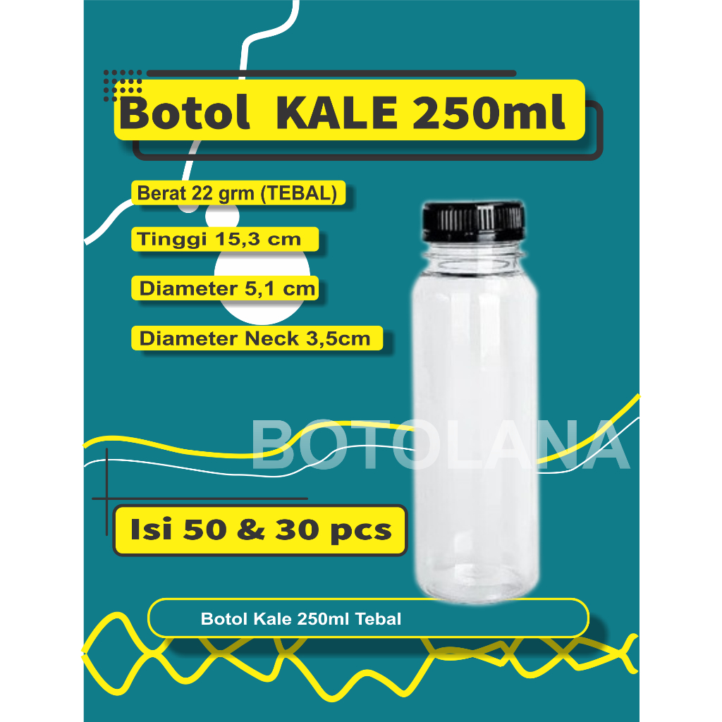 Botol Kale 250ml TEBAL Isi 50 & 30 pcs (Free Packing Kardus) / Botol Plastik Kale 250ml / Botol Plas