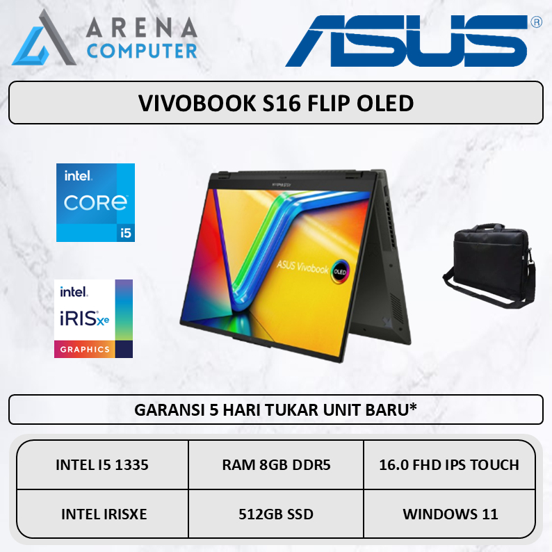 Asus Vivobook S16 Flip OLED touch Intel i5 1335 8GB 512GB W11 16.0 FHD IPS Touch