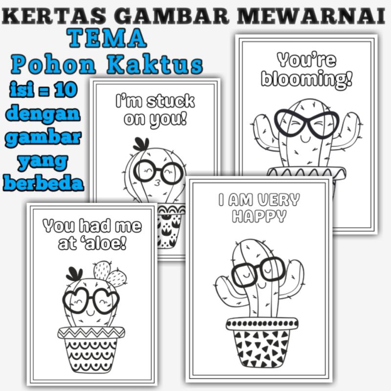 

KERTAS GAMBAR MEWARNAI ANAK TEMA POHON KAKTUS UKURAN KERTAS A5 ISI 10 LEMBAR