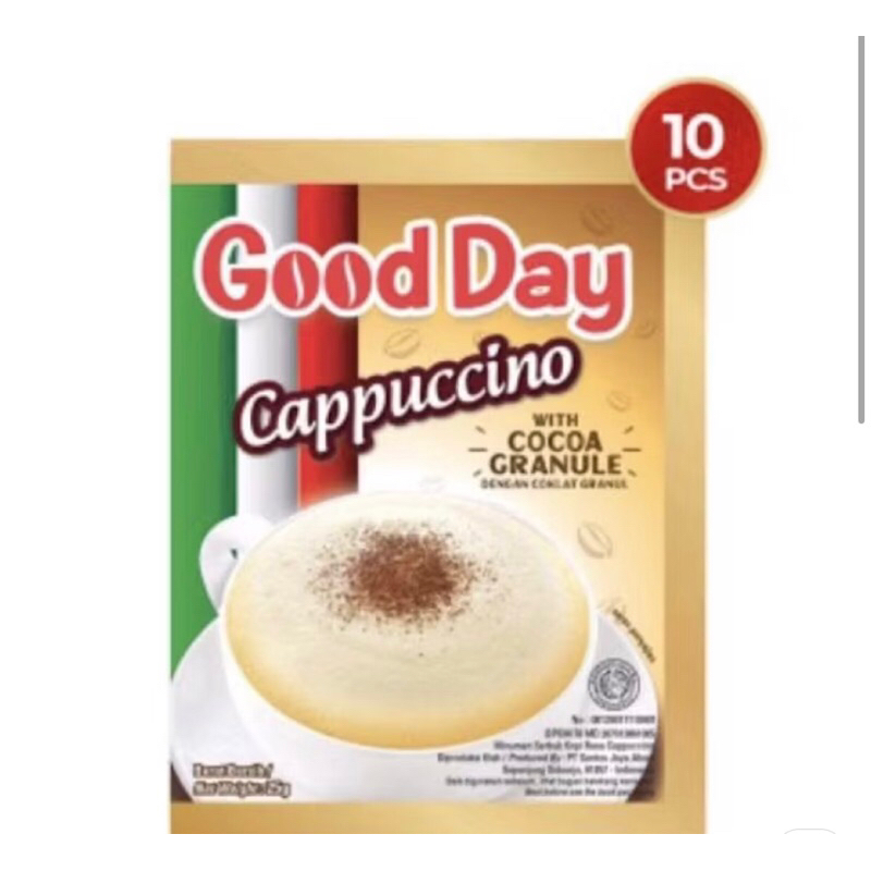 

Good day cappucino 25 gr ( 1 renceng isi 10 pcs )