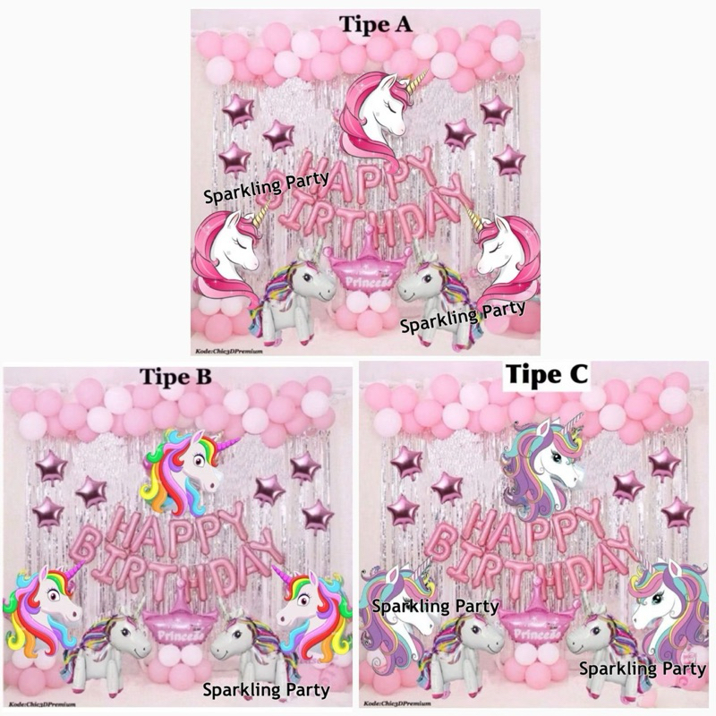 Dekorasi ulang tahun anak tema unicorn pink