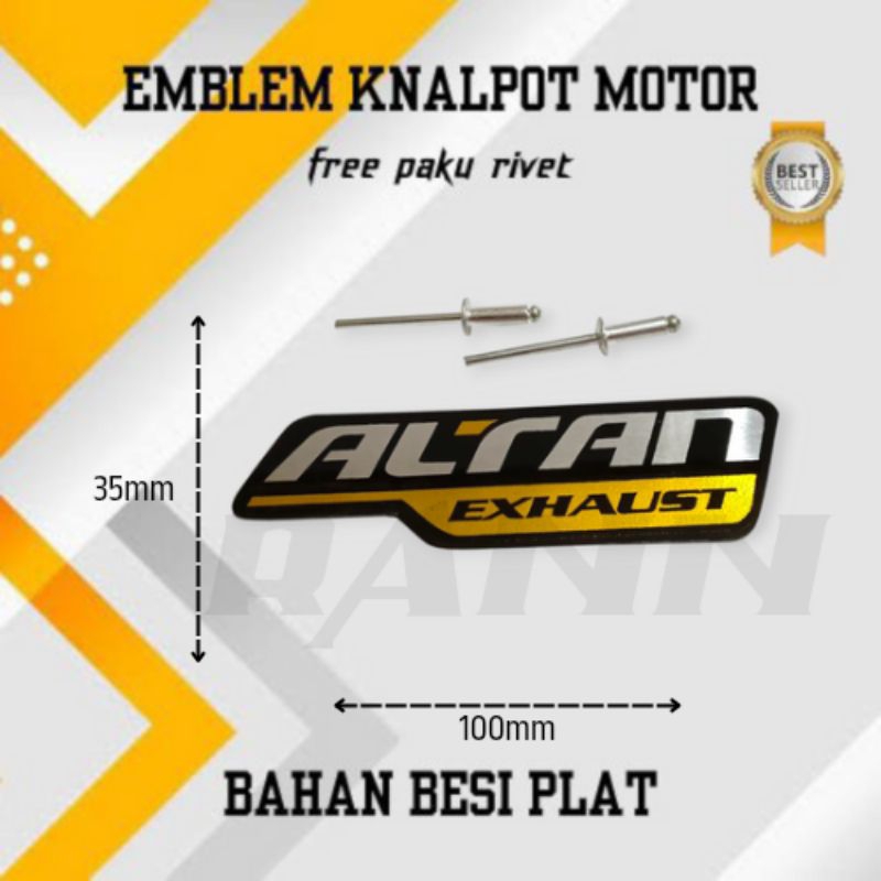 Emblem knalpot merek ALTAN EXHAUST Free paku rivet