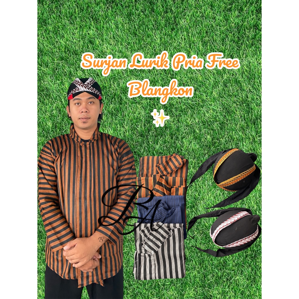 BAJU LURIK PRIA DEWASA GRATIS BLANGKON/SURJAN LURIK PRIA GRATIS BLANGKON/BAJU ADAT JAWA GRATIS BLANG