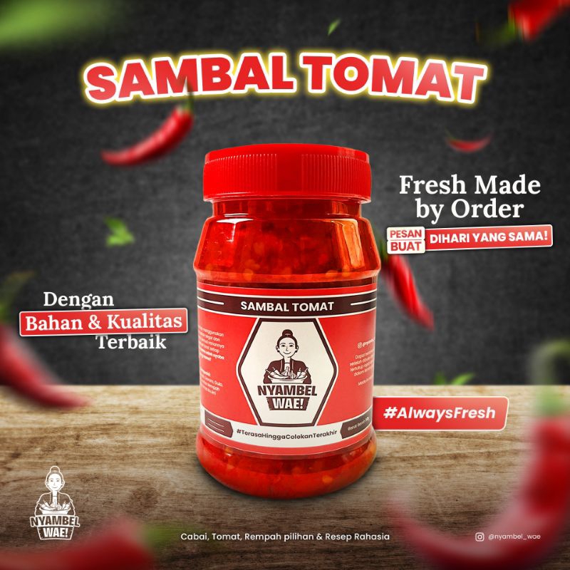 

Nyambel Wae - Sambel Tomat Kemasan Toples Sedang 250 Gram